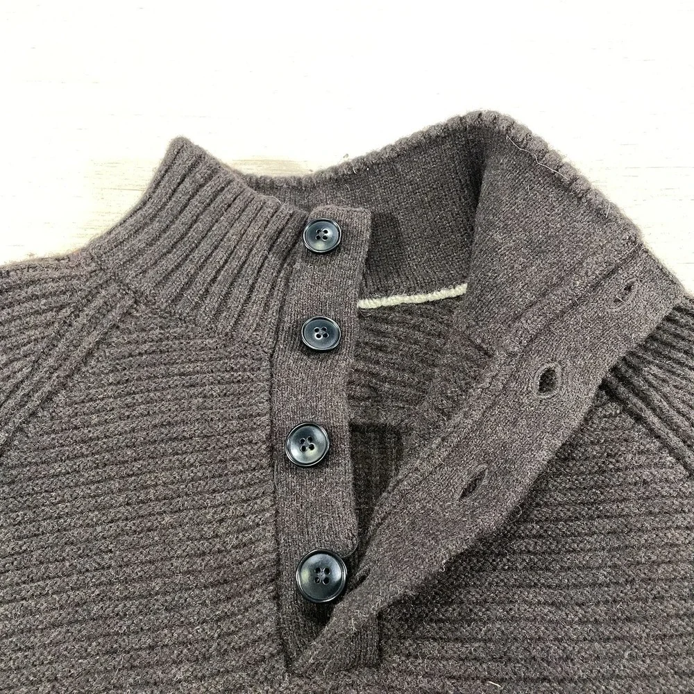 Banana Republic‎ Italian Yarn Sweater M Button Mock Neck Heavy Wool Pullover